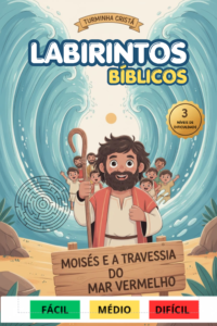 Labirintos Bíblicos Infantil – Moisés | 3 Níveis (Fácil, Médio e Difícil)